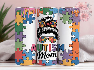 Colorful Autism Mom Sun Tumbler, Messy Sun Sublimation Design, Colorful Autism Art, 20oz Autism Awareness Tumbler, Whimsical Mom Mug, Bright Sun Cup, Supportive Autism Wrap Sublimation Li Zamperini 