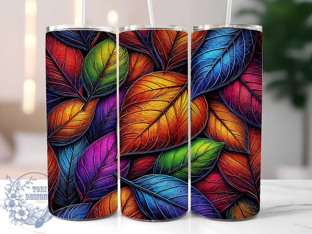 Colorful Autumn Leaves 20oz Tumbler Wrap, Fall Colors Cup, 20oz Drinkware, Floral Tumbler, Seasonal Decor Mug, Colorful Fall Tumbler, Nature Lover Gift Sublimation ToriDesigns 