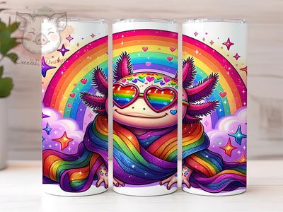 Colorful Axolotl Pride Month Tumbler, Axolotl Pride Wrap, LGBTQ+ Axolotl Design, Rainbow Axolotl Tumbler, 20oz Pride Tumbler, Colorful Axolotl Pride, LGBTQ+ Axolotl Tumbler Sublimation Lara' s Designs 