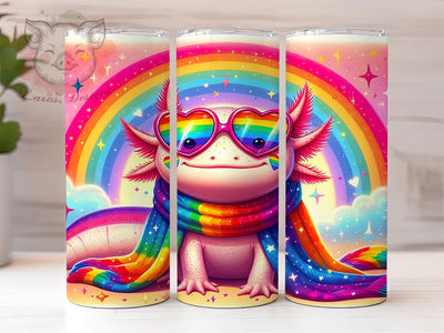 Colorful Axolotl Pride Month Tumbler, Axolotl Pride Wrap, LGBTQ+ Axolotl Design, Rainbow Axolotl Tumbler, 20oz Pride Tumbler, Colorful Axolotl Pride, LGBTQ+ Axolotl Tumbler Sublimation Lara' s Designs 