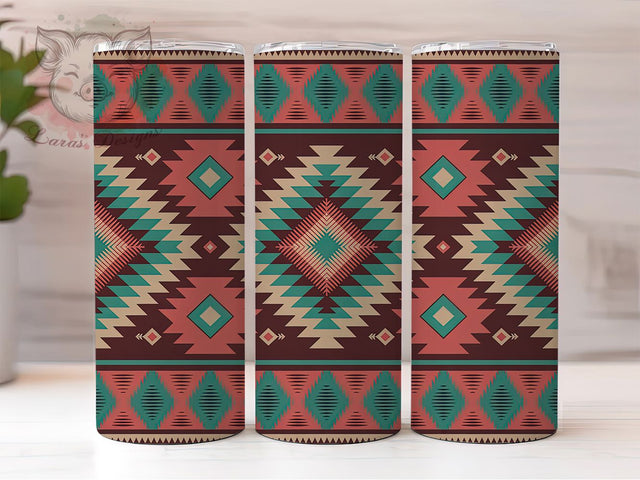 Colorful Aztec Western Tumbler, Western Style, Colorful Wrap, Sublimation Art, 20oz Tumbler, Tribal Theme, Rustic Design Sublimation Lara' s Designs 