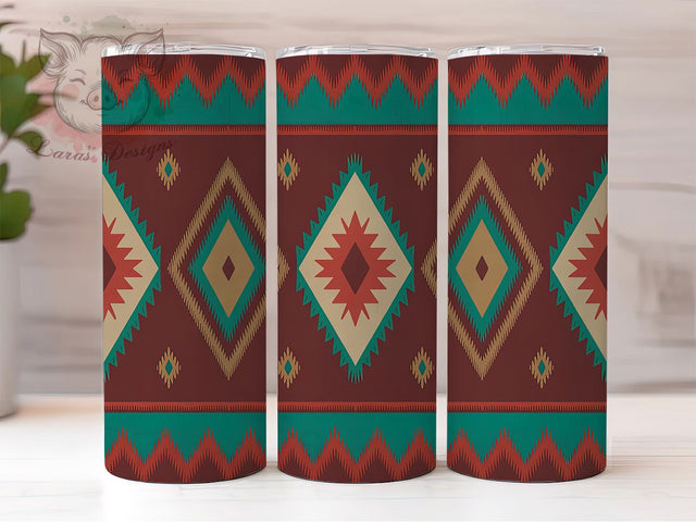 Colorful Aztec Western Tumbler, Western Style, Colorful Wrap, Sublimation Art, 20oz Tumbler, Tribal Theme, Rustic Design Sublimation Lara' s Designs 