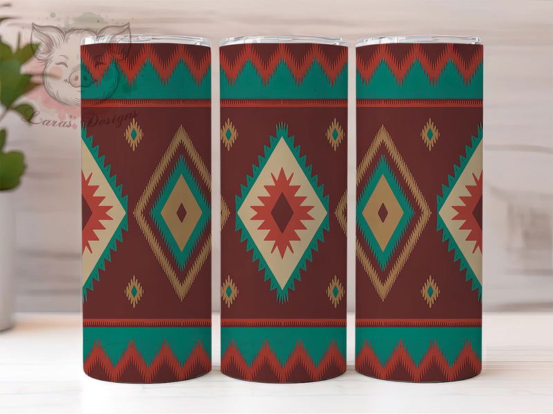 Colorful Aztec Western Tumbler, Western Style, Colorful Wrap, Sublimation Art, 20oz Tumbler, Tribal Theme, Rustic Design Sublimation Lara' s Designs 