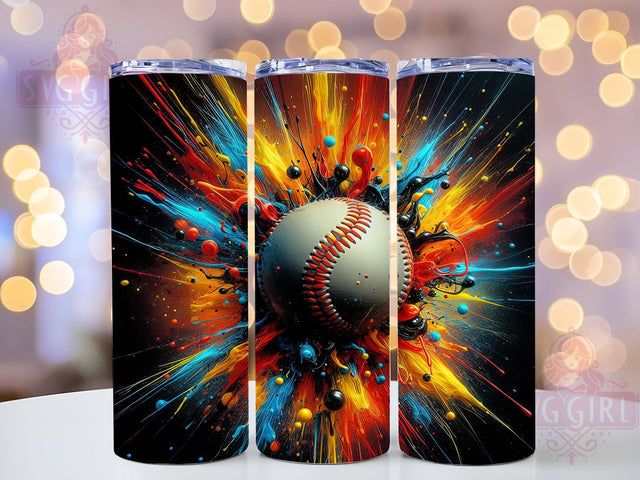 Colorful Baseball 3D Tumbler Wrap, Colorful Baseball Design, Seamless Sports Tumbler, Vibrant Baseball Mug, Athletic Theme Cup, Baseball Lover Gift, Sublimation Tumbler Wrap Sublimation SvggirlplusArt 