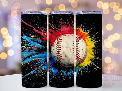 Colorful Baseball 3D Tumbler Wrap, Colorful Baseball Design, Seamless Sports Tumbler, Vibrant Baseball Mug, Athletic Theme Cup, Baseball Lover Gift, Sublimation Tumbler Wrap Sublimation SvggirlplusArt 