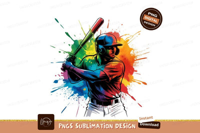 Colorful Baseball Player Ready To Bat Sublimation Designangry 