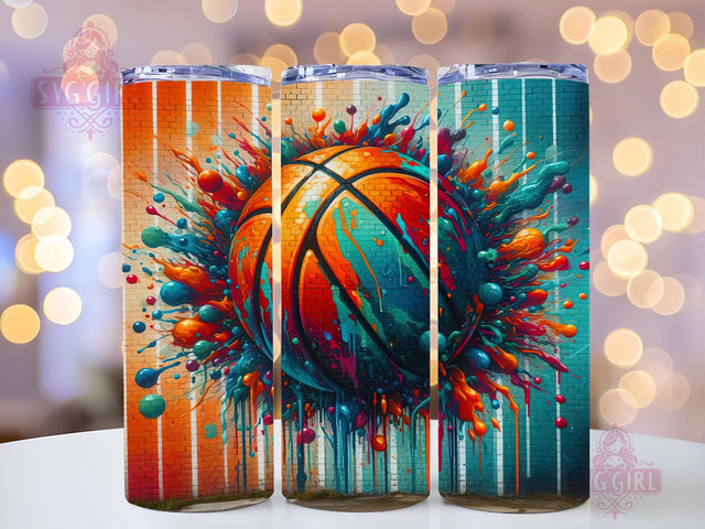 Colorful Basketball 20oz Tumbler Wrap Sublimation Design, Straight Tapered Tumbler Wrap, Basketball Tumbler Png, Instant Digital Download Sublimation SvggirlplusArt 