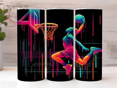 Colorful Basketball Tumbler Wrap, Colorful Sports Sublimation, 20oz Skinny Tumbler Design, Basketball Lover PNG, Vibrant Basketball Wrap, Athletic Theme Tumbler, Sporty Tumbler Design PNG Sublimation Lara' s Designs 