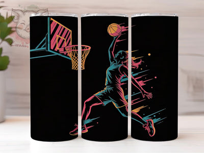 Colorful Basketball Tumbler Wrap, Colorful Sports Sublimation, 20oz Skinny Tumbler Design, Basketball Lover PNG, Vibrant Basketball Wrap, Athletic Theme Tumbler, Sporty Tumbler Design PNG Sublimation Lara' s Designs 