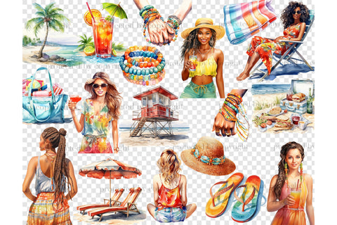 Colorful Beach Clipart | Summer Girl Graphics SVG GlamArtZhanna 