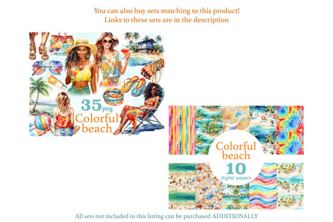 Colorful Beach Digital Papers | Summer Seamless Pattern Digital Pattern GlamArtZhanna 