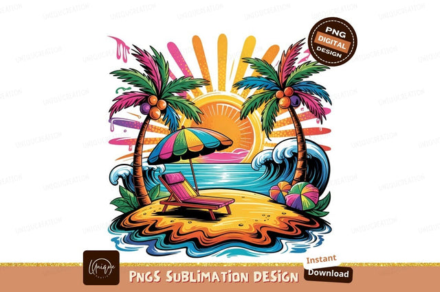 Colorful Beach Paradise Vacation Sublimation Png Sublimation Designangry 