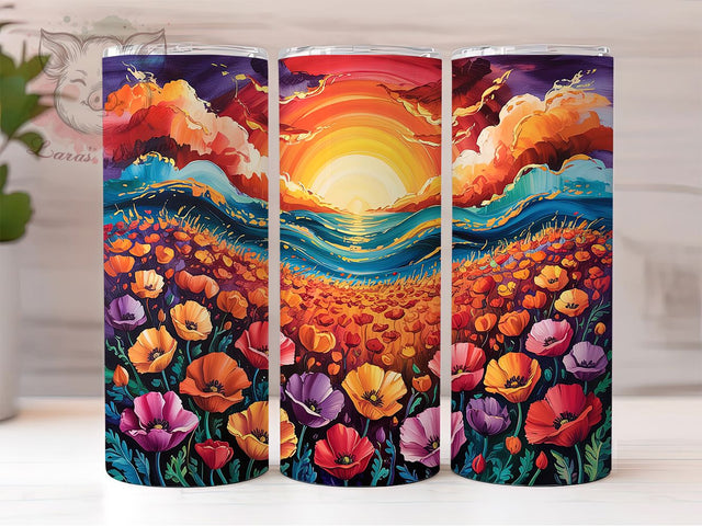 Colorful Beach Sunset Tumbler, Colorful Sunset Design, 20oz Sublimation Wrap, Summer Beach Tumbler, Tropical Sunset Drinkware, Vibrant Summer Cup, Ocean Sunset Tumbler Sublimation Lara' s Designs 