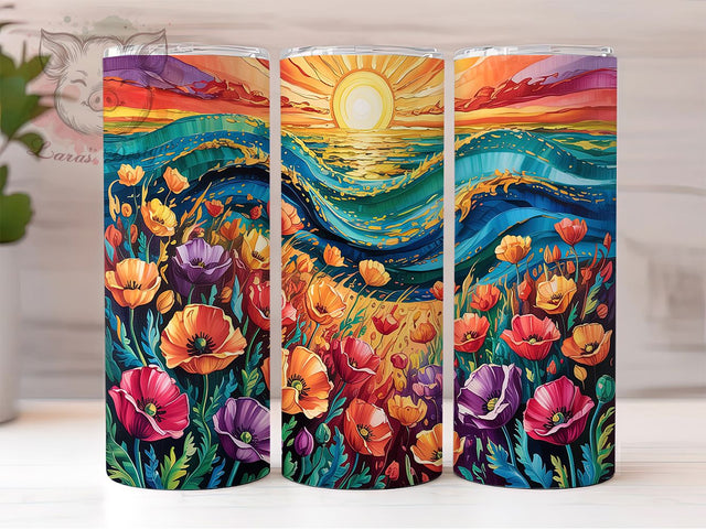 Colorful Beach Sunset Tumbler, Colorful Sunset Design, 20oz Sublimation Wrap, Summer Beach Tumbler, Tropical Sunset Drinkware, Vibrant Summer Cup, Ocean Sunset Tumbler Sublimation Lara' s Designs 