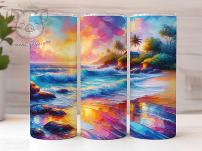 Colorful Beach Sunset Tumbler, Colorful Sunset Design, 20oz Sublimation Wrap, Tropical Beach Cup, Vibrant Sunset Drinkware, Summer Vibes Tumbler, Ocean Sunset Tumbler Sublimation Lara' s Designs 