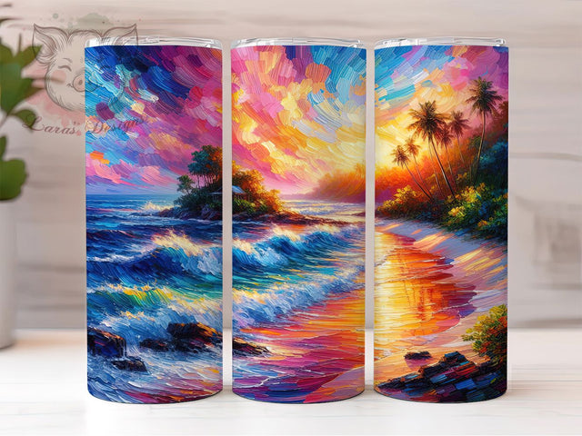 Colorful Beach Sunset Tumbler, Colorful Sunset Design, 20oz Sublimation Wrap, Tropical Beach Cup, Vibrant Sunset Drinkware, Summer Vibes Tumbler, Ocean Sunset Tumbler Sublimation Lara' s Designs 