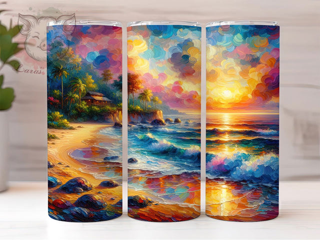 Colorful Beach Sunset Tumbler, Colorful Sunset Design, 20oz Sublimation Wrap, Tropical Beach Cup, Vibrant Sunset Drinkware, Summer Vibes Tumbler, Ocean Sunset Tumbler Sublimation Lara' s Designs 