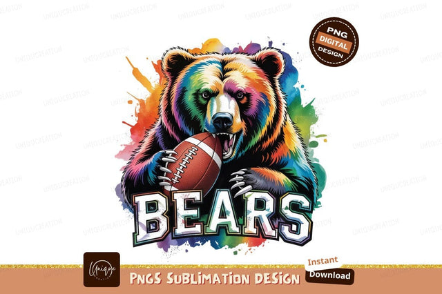 Colorful Bear Football Sublimation Png Design Sublimation Designangry 