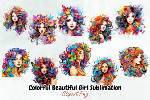 Colorful Beautiful Girl Sublimation Bundle Sublimation Designangry 