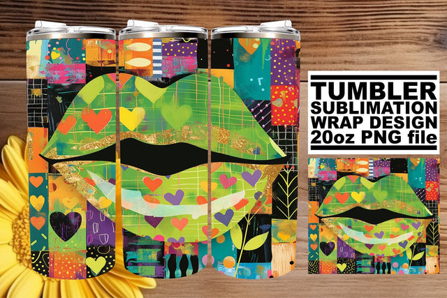 Colorful Beauty Lips Wrap for Tumblers – 20oz Sublimation Print Sublimation afrosvg 