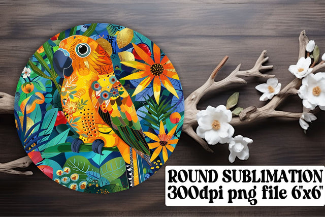 Colorful Bird Keychain & Coaster Assortment Sublimation afrosvg 