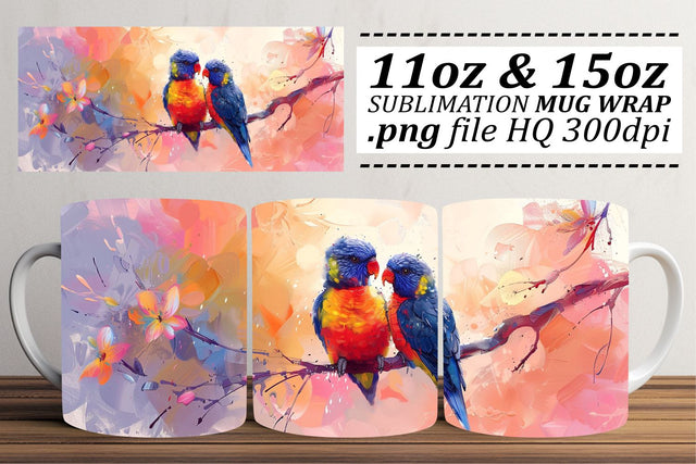 Colorful Bird Mug Wrap – 11oz & 15oz Sublimation Design Sublimation afrosvg 