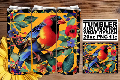 Colorful Bird Pattern Sublimation for 20oz Tumblers Sublimation afrosvg 