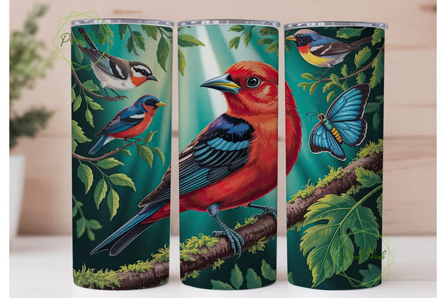 Colorful Birds Tumbler Wrap PNG Sublimation PixelChick 