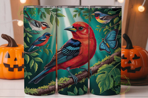 Colorful Birds Tumbler Wrap PNG Sublimation PixelChick 