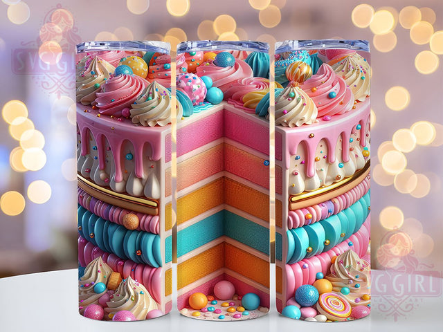 Colorful Birthday Cake Tumbler, Colorful Cake Wrap, Party Sublimation, 20Oz Tumbler Design, Birthday Wrap, Cake Party Print, Sublimation Tumbler Sublimation SvggirlplusArt 