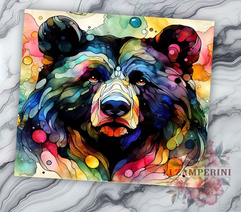 Colorful Black Bear 20oz Tumbler Wrap PNG, Black Bear Tumbler PNG Sublimation Design, Straight & Tapered Tumbler Wrap, Instant Digital Download Sublimation Li Zamperini 