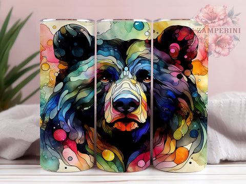 Colorful Black Bear 20oz Tumbler Wrap PNG, Black Bear Tumbler PNG Sublimation Design, Straight & Tapered Tumbler Wrap, Instant Digital Download Sublimation Li Zamperini 