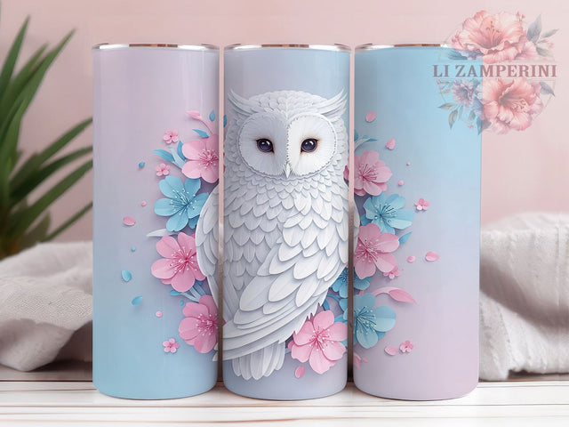 Colorful Boho Owl 3D Tumbler Wrap, Colorful Owl Tumbler, 3D Tumbler Design, Floral Owl Sublimation, Artistic Owl Mug, Boho Owl Cup, Vibrant Owl Wrap Sublimation Li Zamperini 