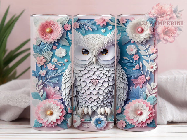 Colorful Boho Owl 3D Tumbler Wrap, Colorful Owl Tumbler, 3D Tumbler Design, Floral Owl Sublimation, Artistic Owl Mug, Boho Owl Cup, Vibrant Owl Wrap Sublimation Li Zamperini 