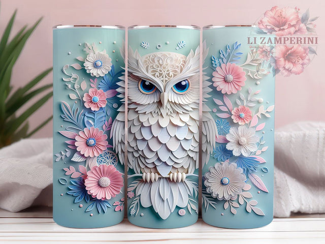 Colorful Boho Owl 3D Tumbler Wrap, Colorful Owl Tumbler, 3D Tumbler Design, Floral Owl Sublimation, Artistic Owl Mug, Boho Owl Cup, Vibrant Owl Wrap Sublimation Li Zamperini 