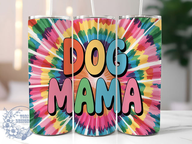 Colorful Boho Tie Dye Dog Mom Tumbler, Tie Dye Tumbler PNG, 20oz Skinny Tumbler Design, Pet Lover Sublimation, Colorful Dog Mom Tumbler, Boho Tie Dye Wrap, Sublimation For Dog Moms Sublimation ToriDesigns 