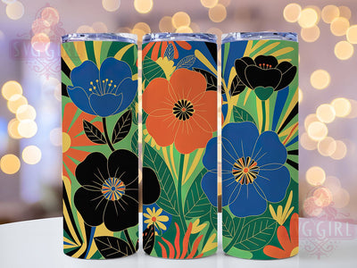 Colorful Botanical Floral Tumbler, Floral Art, Botanical Lover, Vibrant Design, Whimsical Pattern, 20Oz Tumbler, Sublimation Wrap Sublimation SvggirlplusArt 