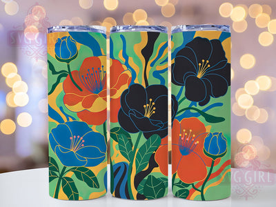 Colorful Botanical Floral Tumbler, Floral Art, Botanical Lover, Vibrant Design, Whimsical Pattern, 20Oz Tumbler, Sublimation Wrap Sublimation SvggirlplusArt 