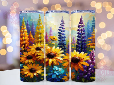 Colorful Botanical Floral Tumbler, Yellow Pink Tumbler, Stylish 20oz Wrap, Sublimation Design, Trendy Gift Idea, Floral Field Wrap, Botanical Colorful Tumbler Sublimation SvggirlplusArt 