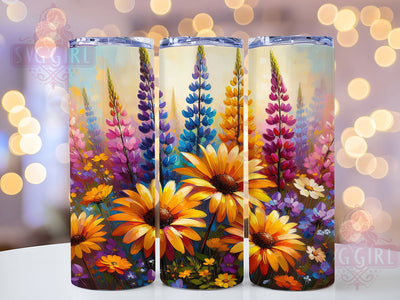 Colorful Botanical Floral Tumbler, Yellow Pink Tumbler, Stylish 20oz Wrap, Sublimation Design, Trendy Gift Idea, Floral Field Wrap, Botanical Colorful Tumbler Sublimation SvggirlplusArt 