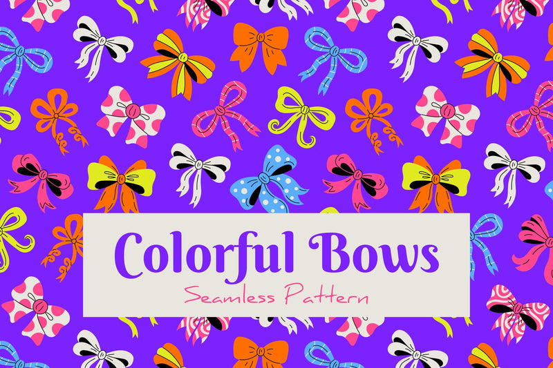 Colorful Bows Holiday Seamless Pattern Digital Pattern Rin Green 