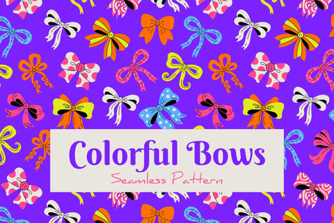 Colorful Bows Holiday Seamless Pattern Digital Pattern Rin Green 
