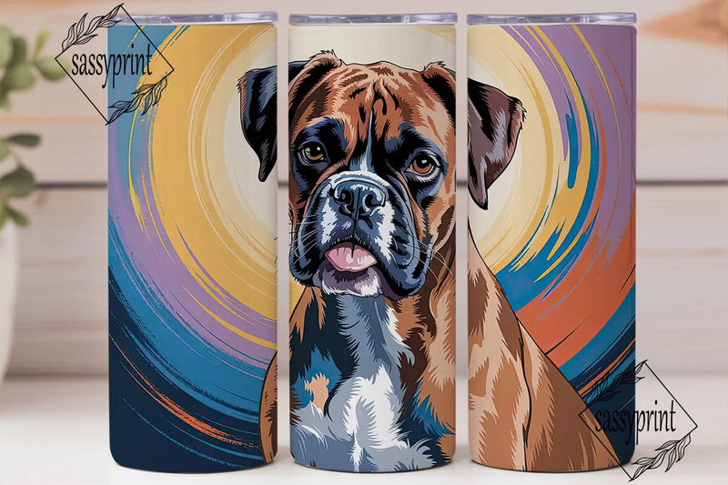 Colorful Boxer Dog 20oz Tumbler Wrap Sublimation sassyprint 