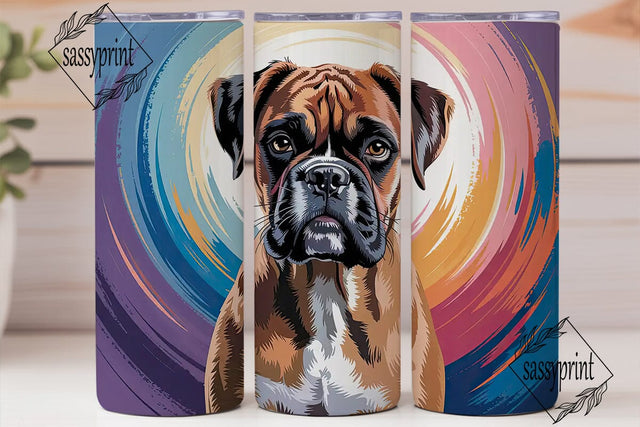 Colorful Boxer Dog 20oz Tumbler Wrap Sublimation sassyprint 