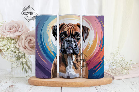 Colorful Boxer Dog 20oz Tumbler Wrap Sublimation sassyprint 