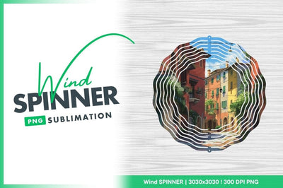 Colorful buildings line a quiet italian street Sublimation Regulrcrative 