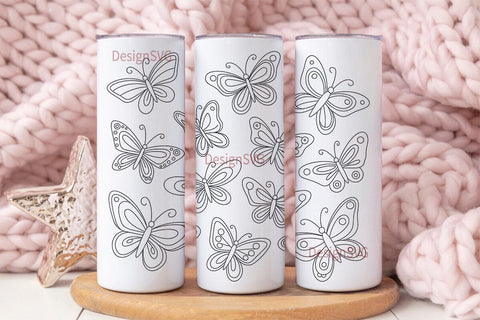 Colorful Butterflies 20oz Tumbler Wrap Sublimation DesignSVG 