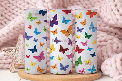 Colorful Butterflies 20oz Tumbler Wrap Sublimation DesignSVG 