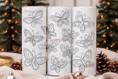 Colorful Butterflies 20oz Tumbler Wrap Sublimation DesignSVG 