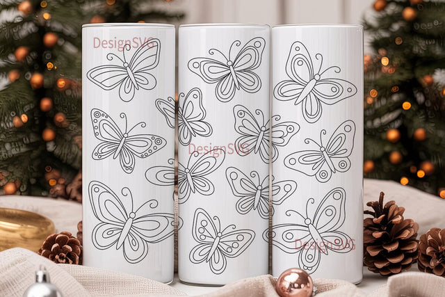 Colorful Butterflies 20oz Tumbler Wrap Sublimation DesignSVG 